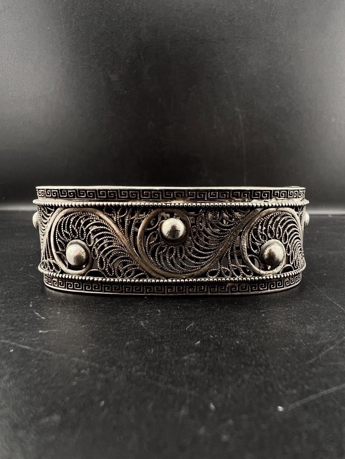 Tibetan Vintage Silver Bracelet Dragon Carved Bracelet Gift For Him Her