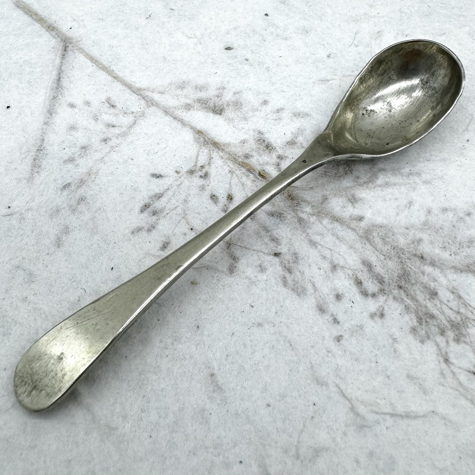 Vintage Antique Nickel Silver Salt Spoon Small 3.5”