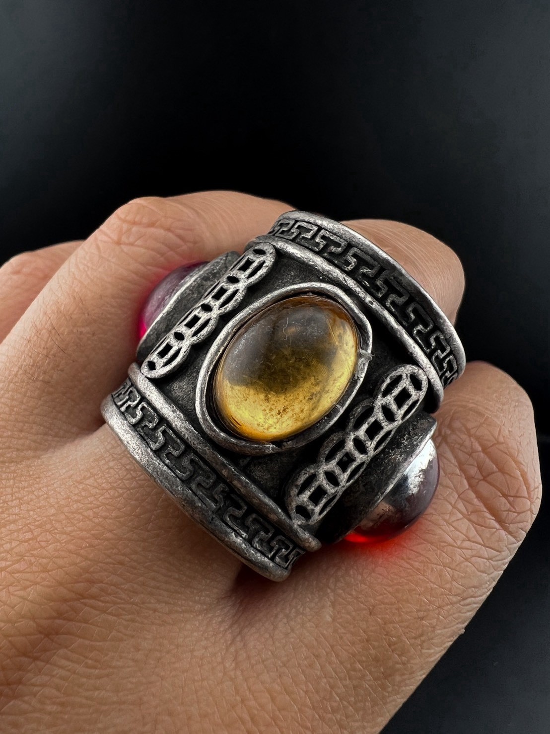 Rare Vintage Solid Silver RING WITH NATURAL stone