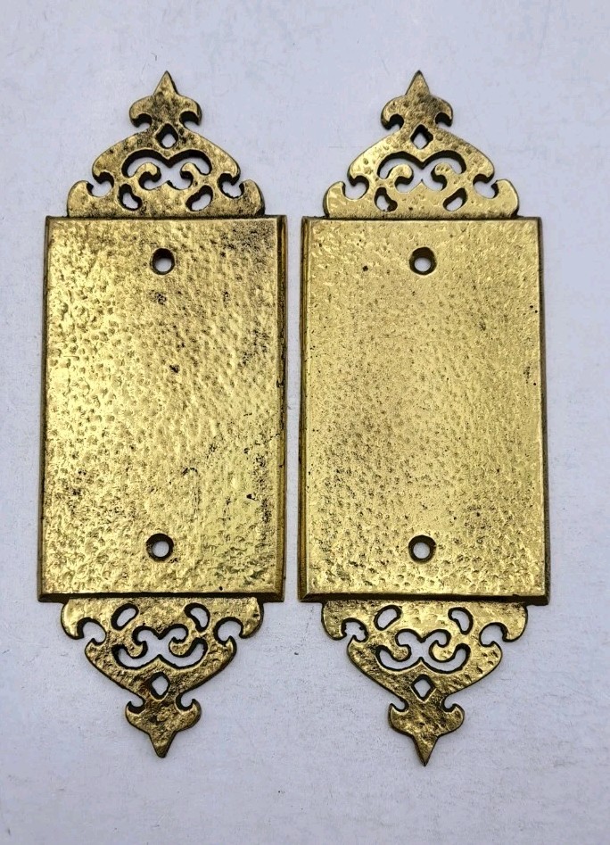 Vintage Door Push Plates Old Cast Brass Finger Push Plate Hardware Pair