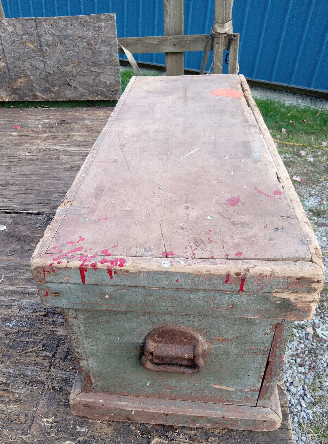 Antique Wooden Primitive Trunk