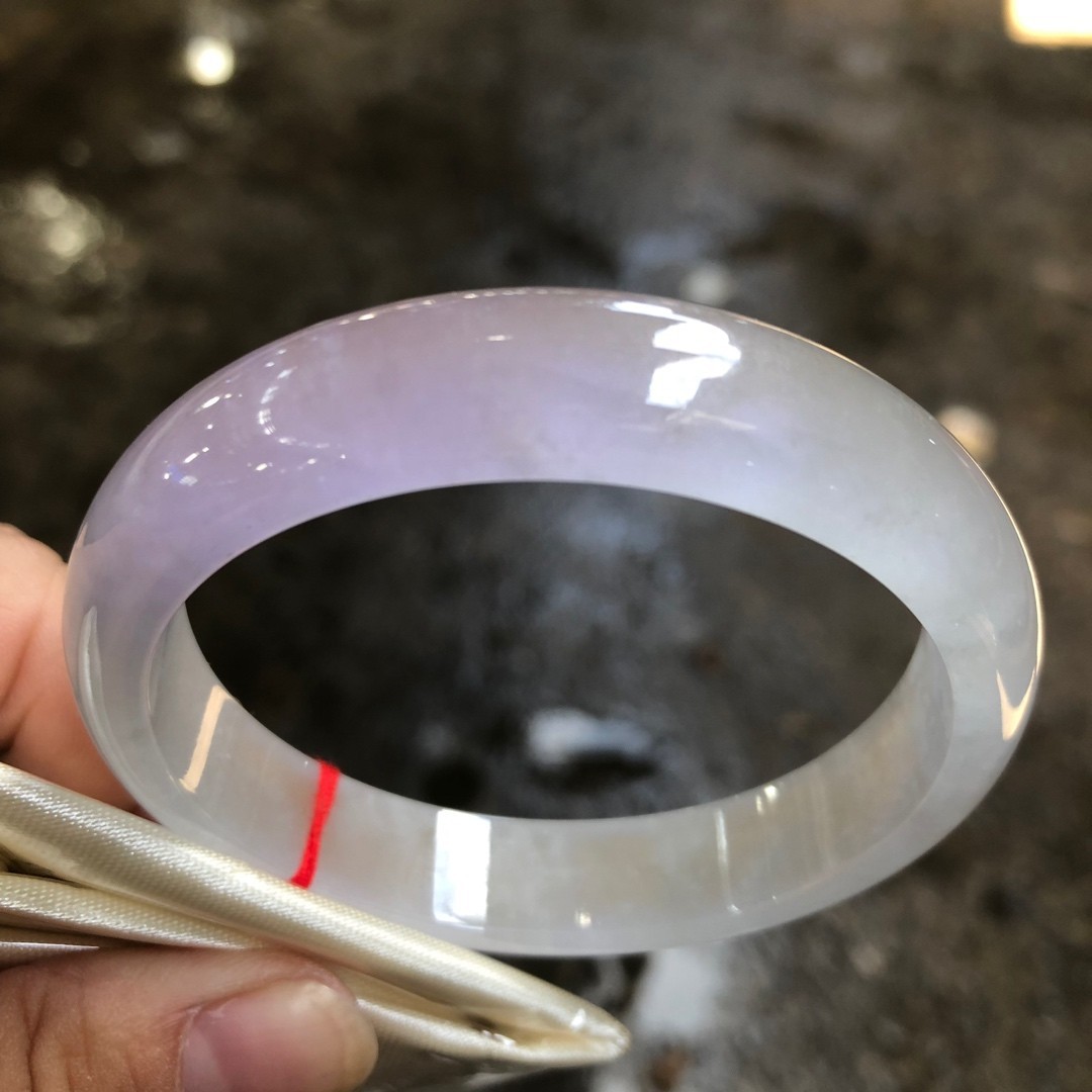 Luckly Natural ice lavender&white Burmese Jade jadeite bracelets Bangle 57mm