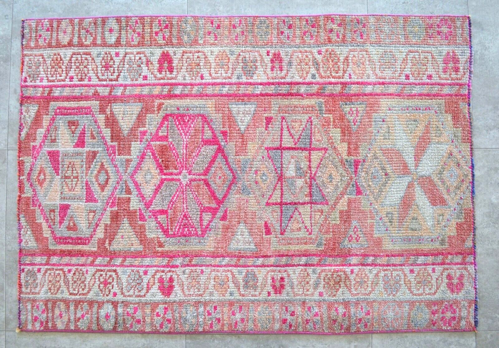 3×4 Rug Runner Kurdish Rug Hand Made Low Pile small Rug Actual 2.10×4.1 ft