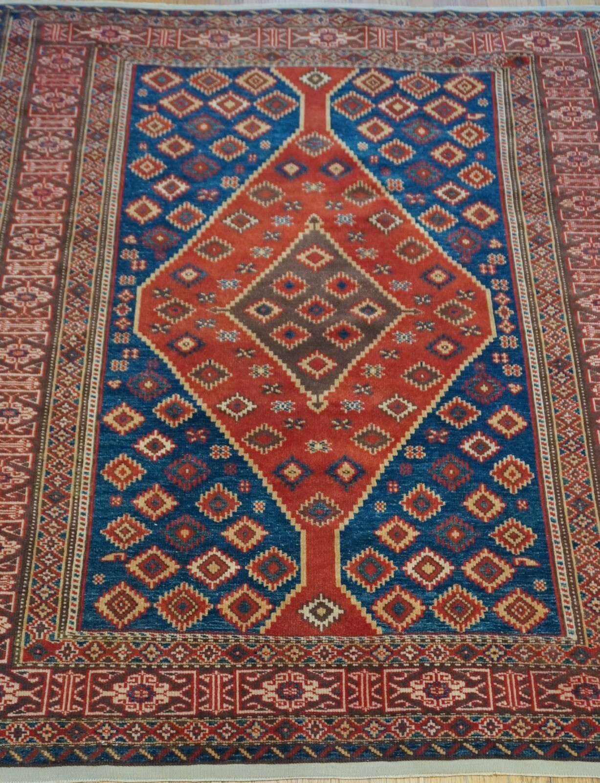 Antique Hand-Knotted Caucasian Shiravan 4’4″ x 5’7″ Wool Geometric Oriental Rug