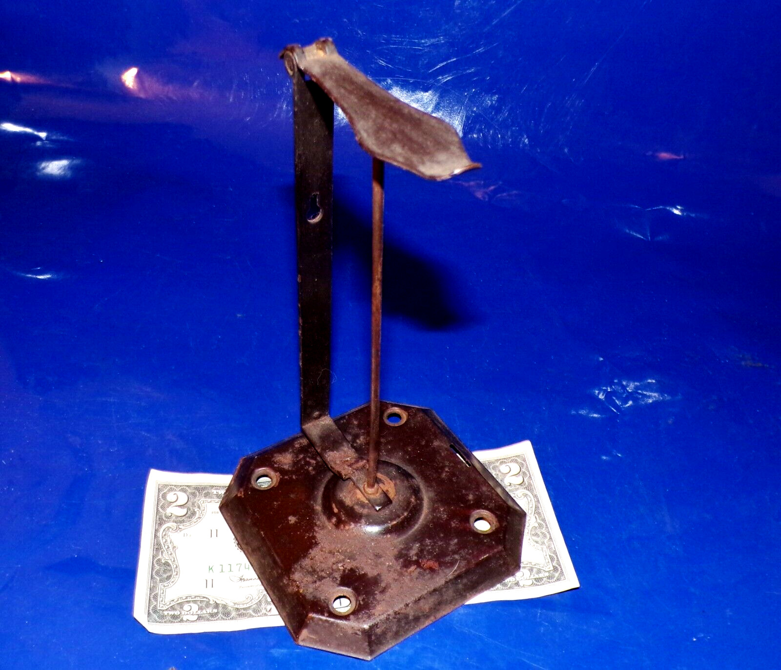 Antique “SAF-T-SPINDLE” Vertical or Horizontal Bill / Receipt Spike w/Retainer