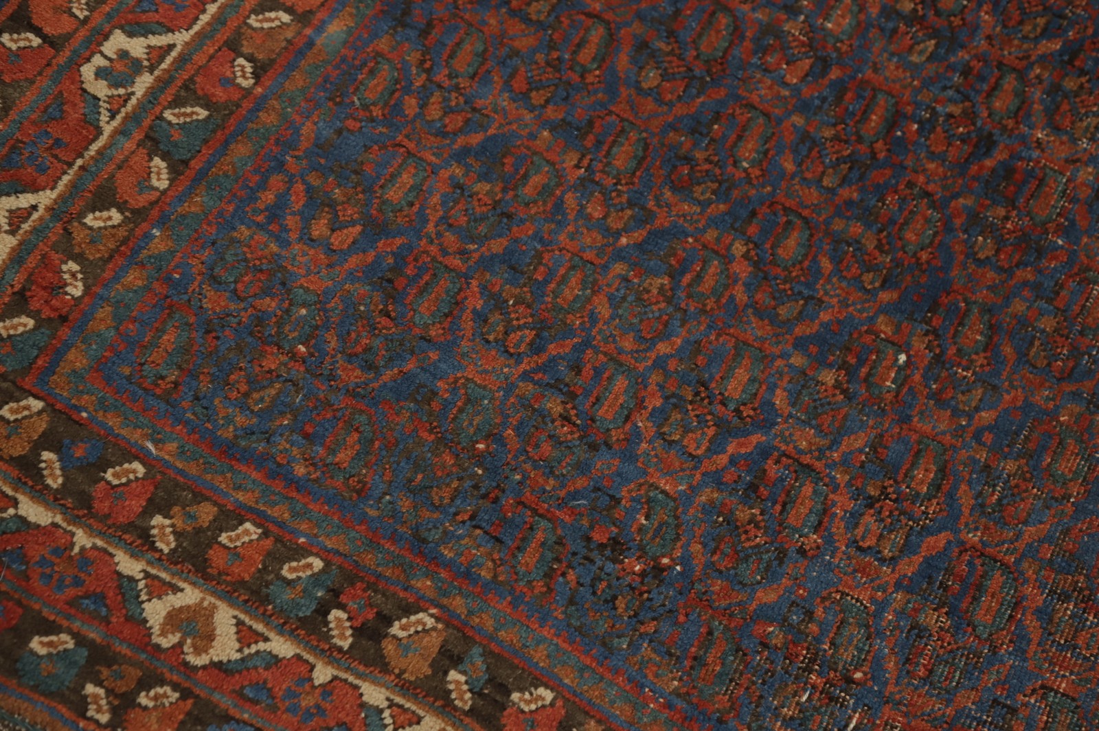 Pre-1900 Antique Vegetable Dye All-Over Pattern Rug 4×6 ft Hand-knotted Wool
