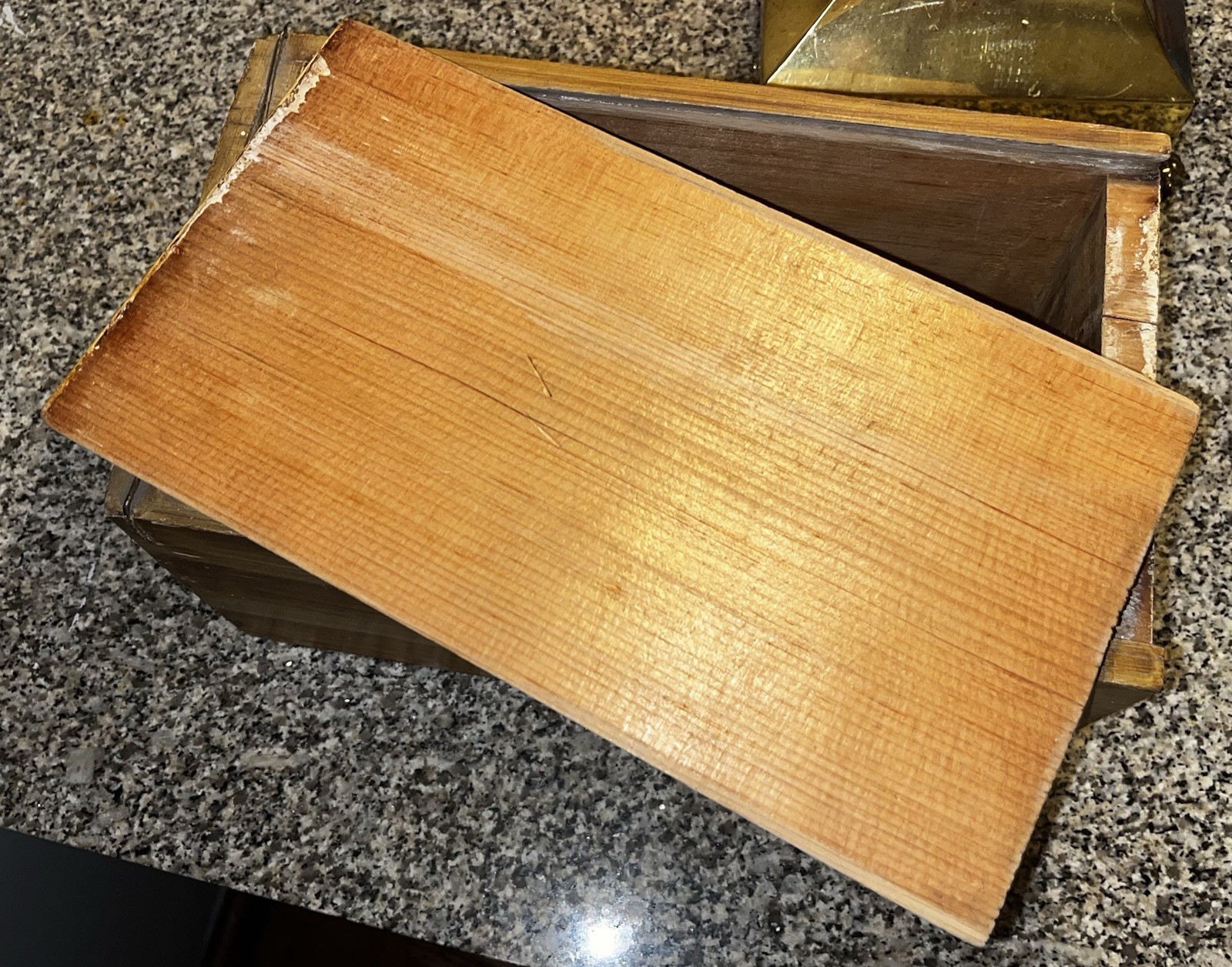 ANTIQUE SLIDE LID CANDLE Box DOCUMENT BOX OLD Grain PAINT Dry Finish
