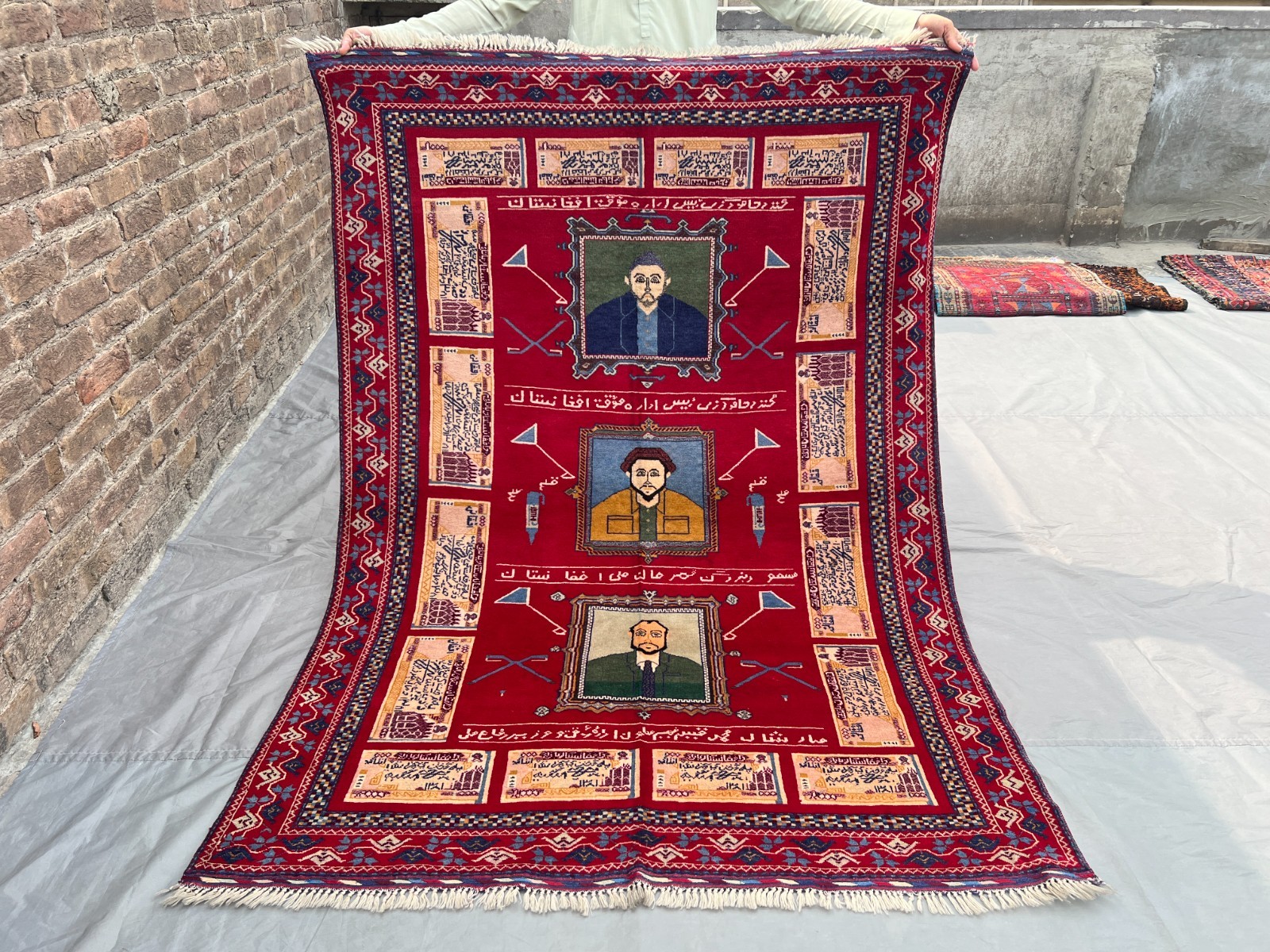 Antique Afghan Hand Knotted Pictorial Rug | 4’8×6’5 ft | Vintage Tribal Art Rug