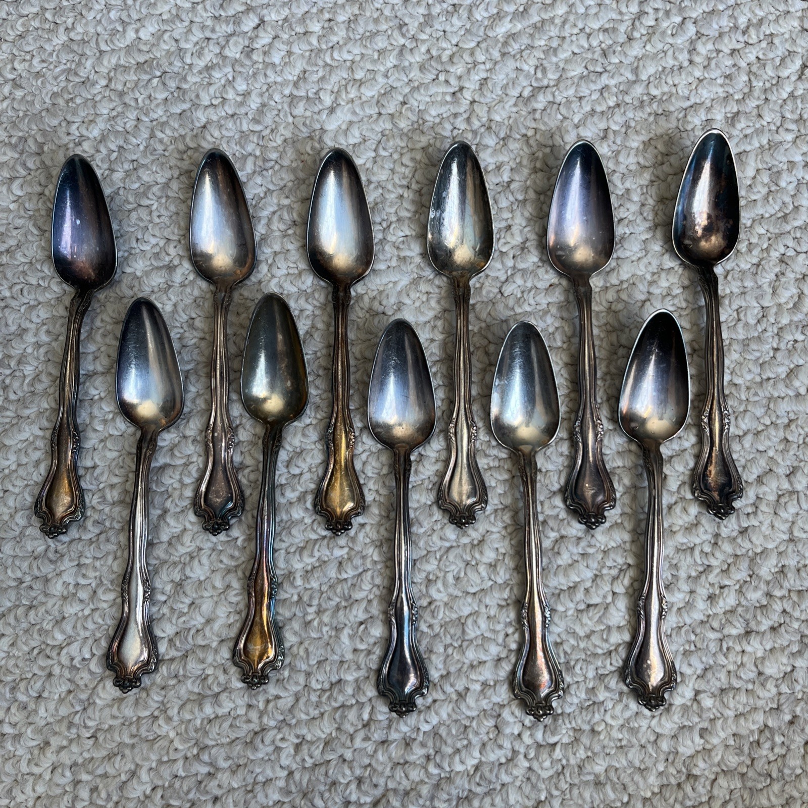 Vintage 1847 Rogers Bros XS Triple Silver Plate Faneuil Fruit Spoons Lot Of 11