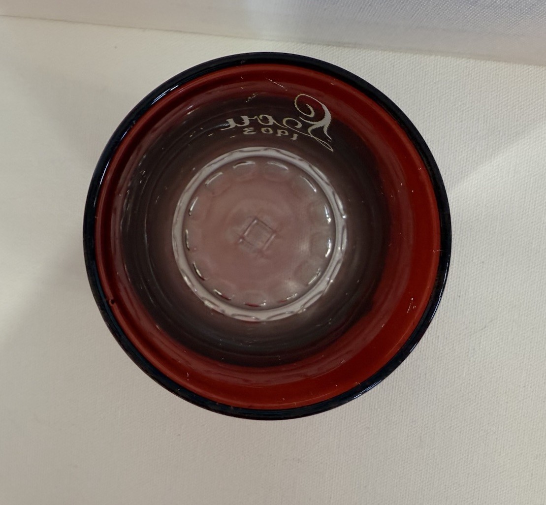 Antique LOU 1903 Ruby Red Flash Souvenir Glass CUT GLASS CUP