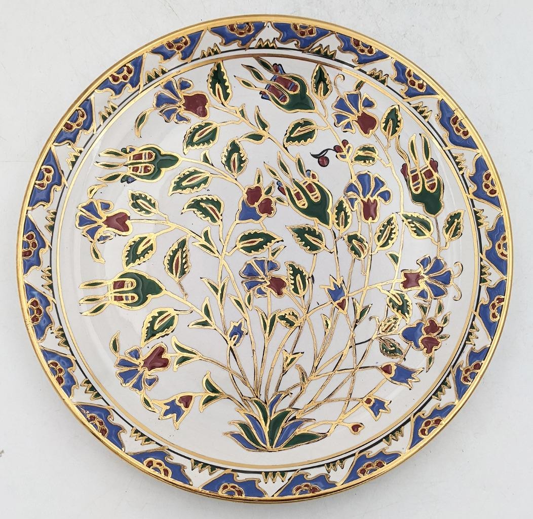 NASSOS RHODES IZNIK STYLE POTTERY DISH 20TH CENTURY