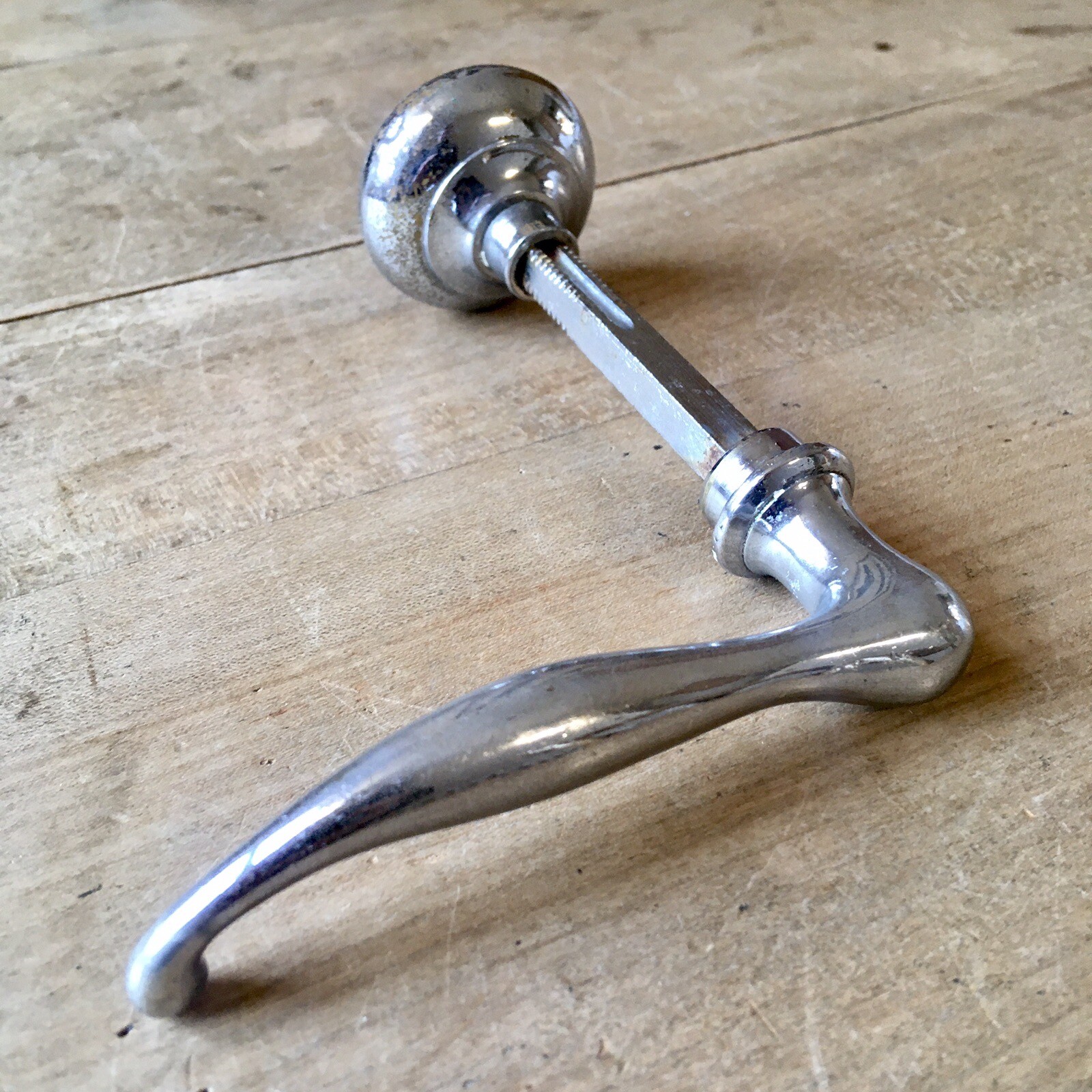 Pair Vintage Door Lever Handles EDWARDIAN Chrome Plated Brass ANTIQUE c1909