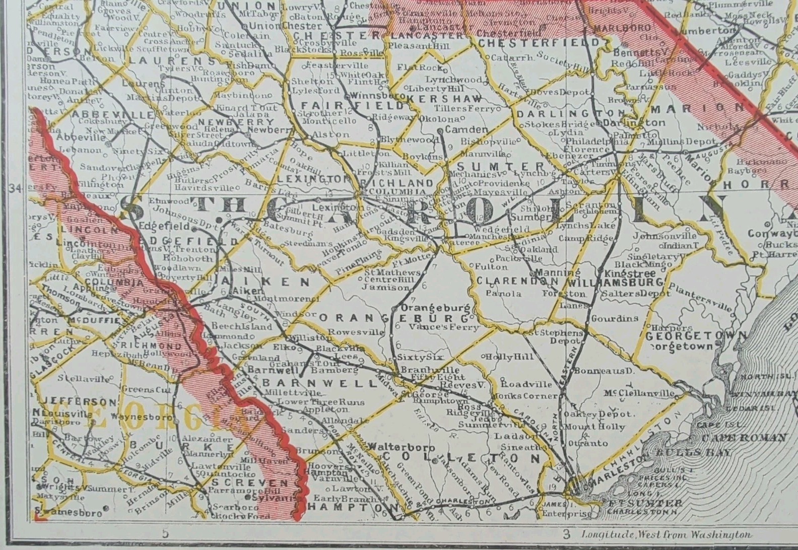 Vintage 1883 NORTH CAROLINA Map 13″x11″ Old Antique Original CHARLOTTE GASTONIA