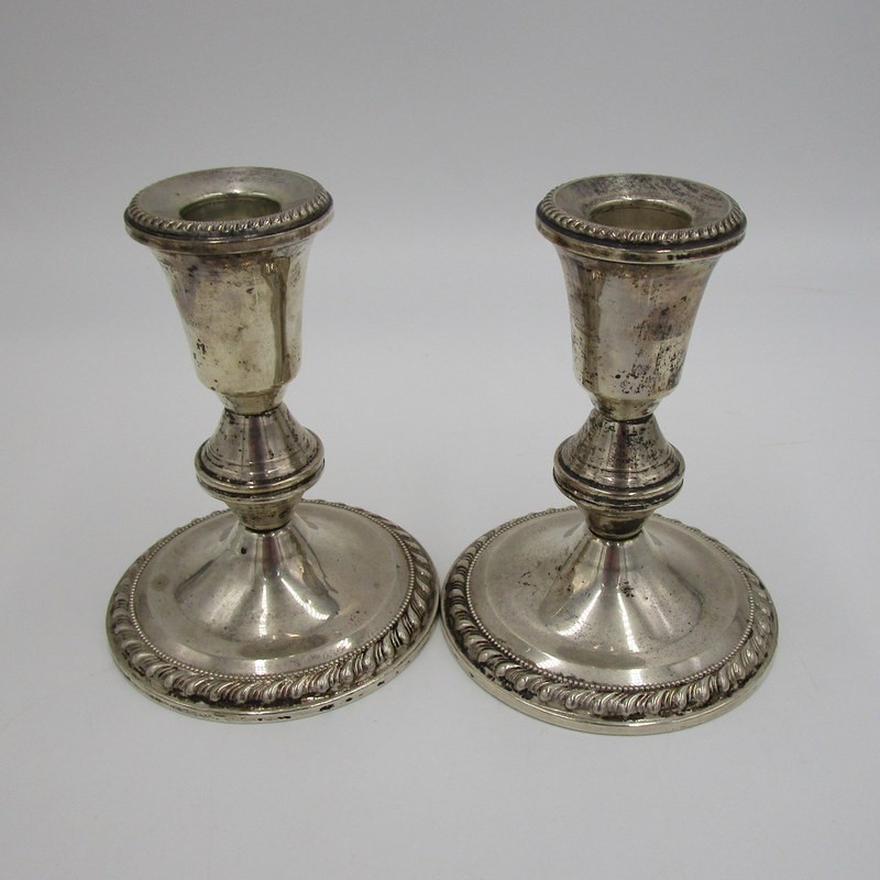 Pair Of Duchin Creation Sterling Silver Weighted Candlestick Candle holder 4.5”