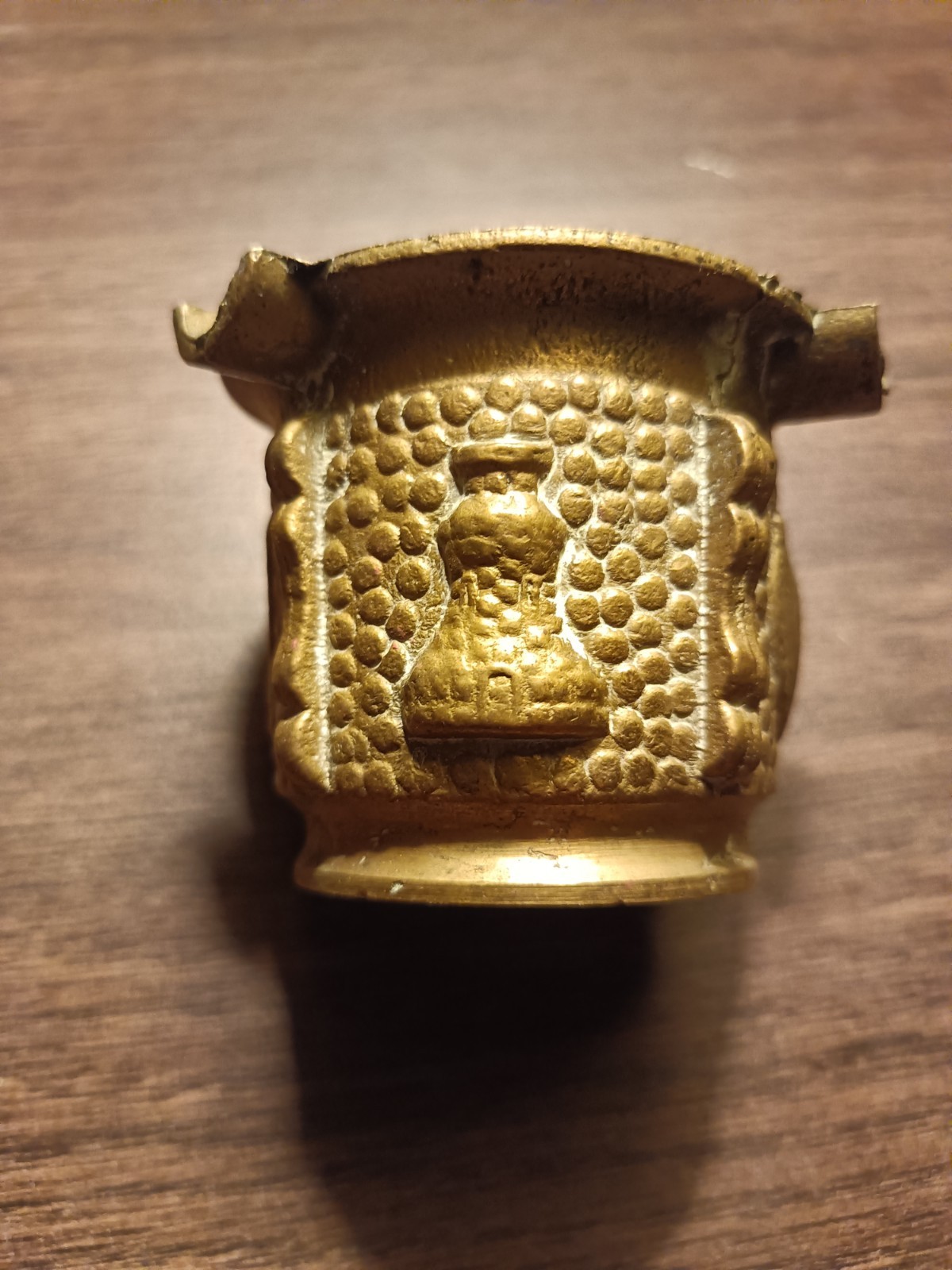 Rare Antique Heavy Solid Brass Ornate Apothecary Mortar & Pestle