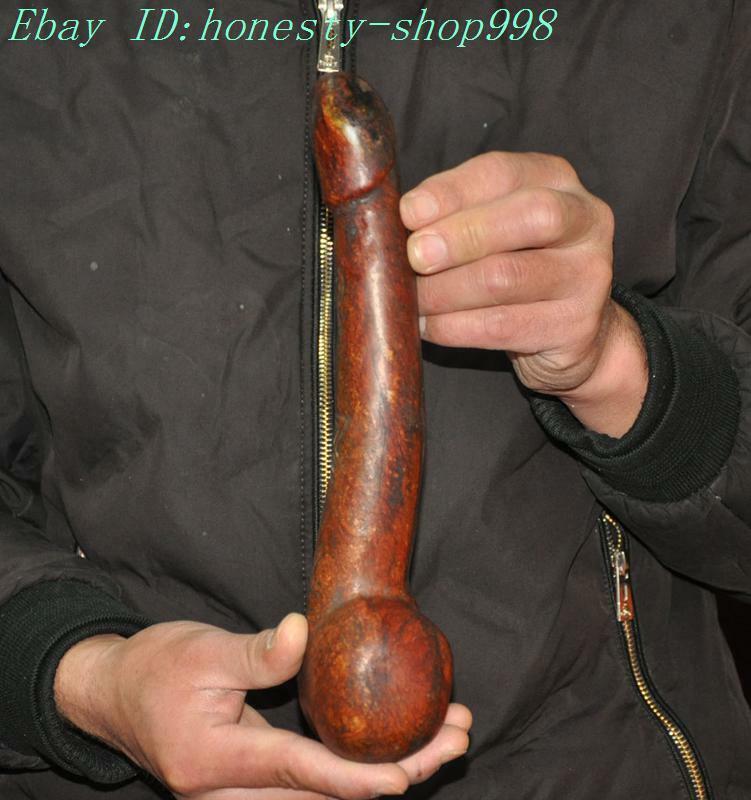 10.4″China Hongshan Culture old jade FengShui male genitalspeople Phallus statue