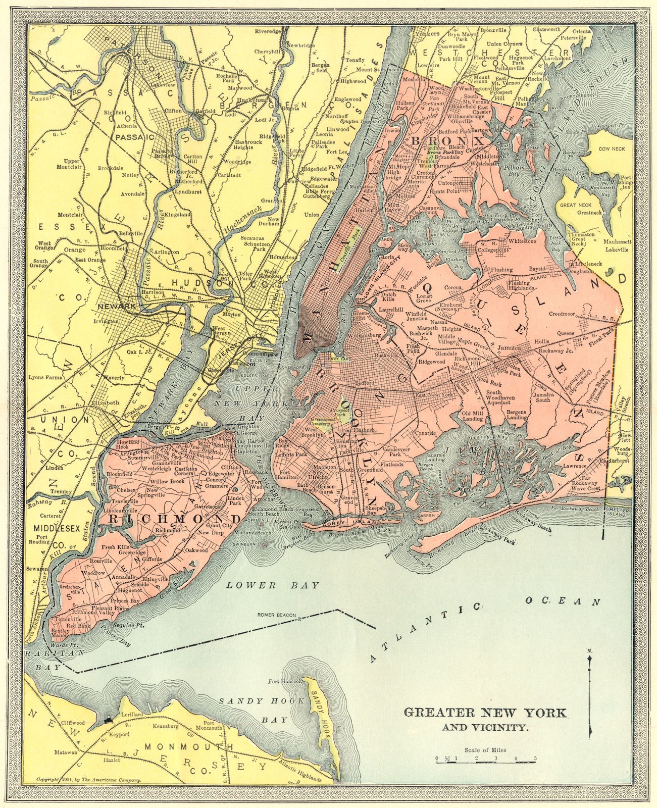 NEW YORK CITY town plan. Manhattan Brooklyn Queens Bronx Staten Island 1907 map