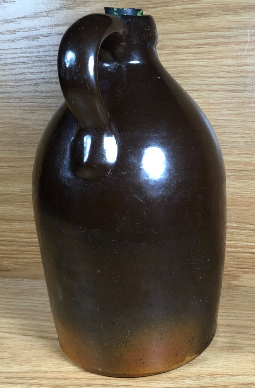 small ANTIQUE heavy thick BROWNWARE BROWN GLAZED JUG Stoneware