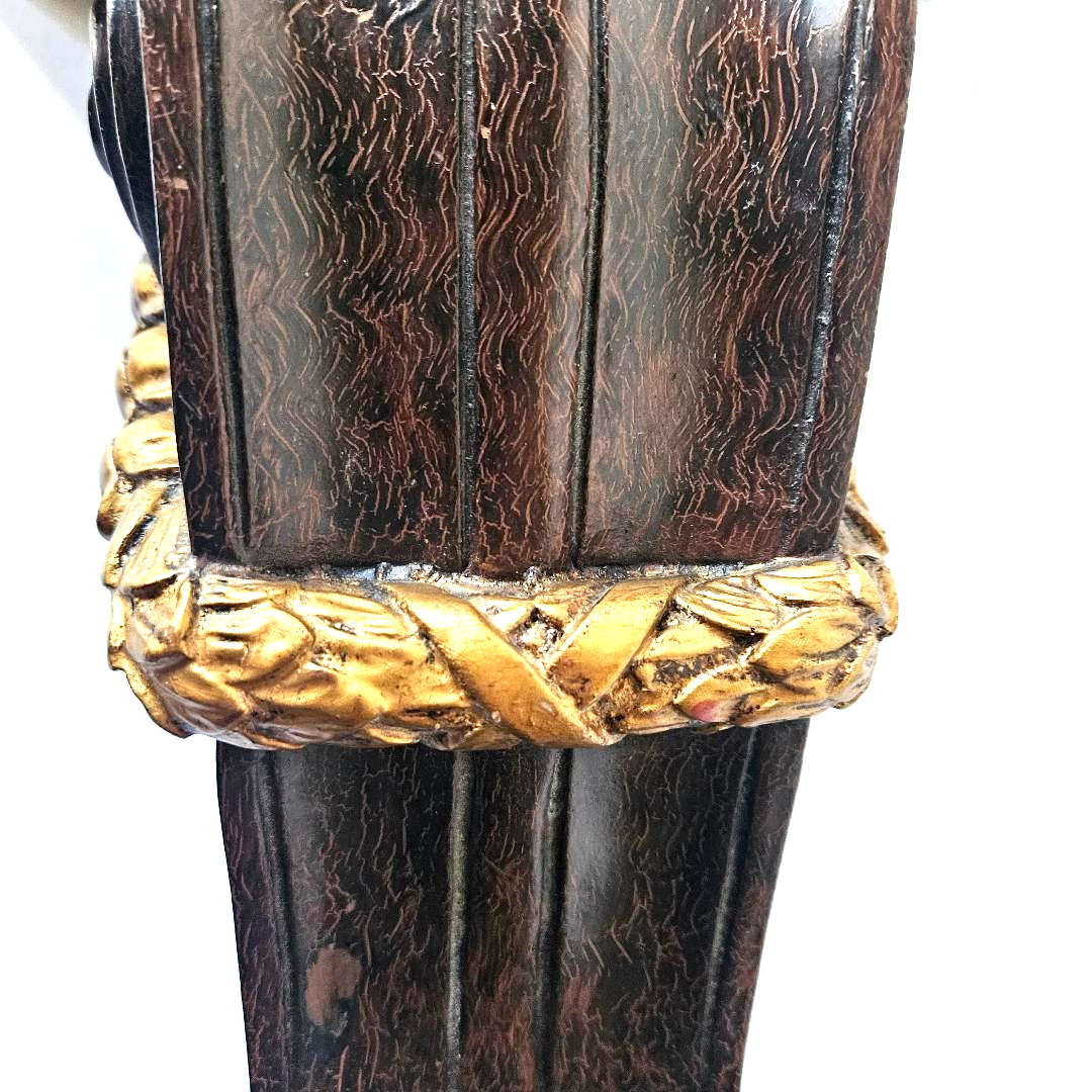 Rare Heavy Large Solid Mahogany Wood Corbel with Gold Color Rope Trim, Excellent