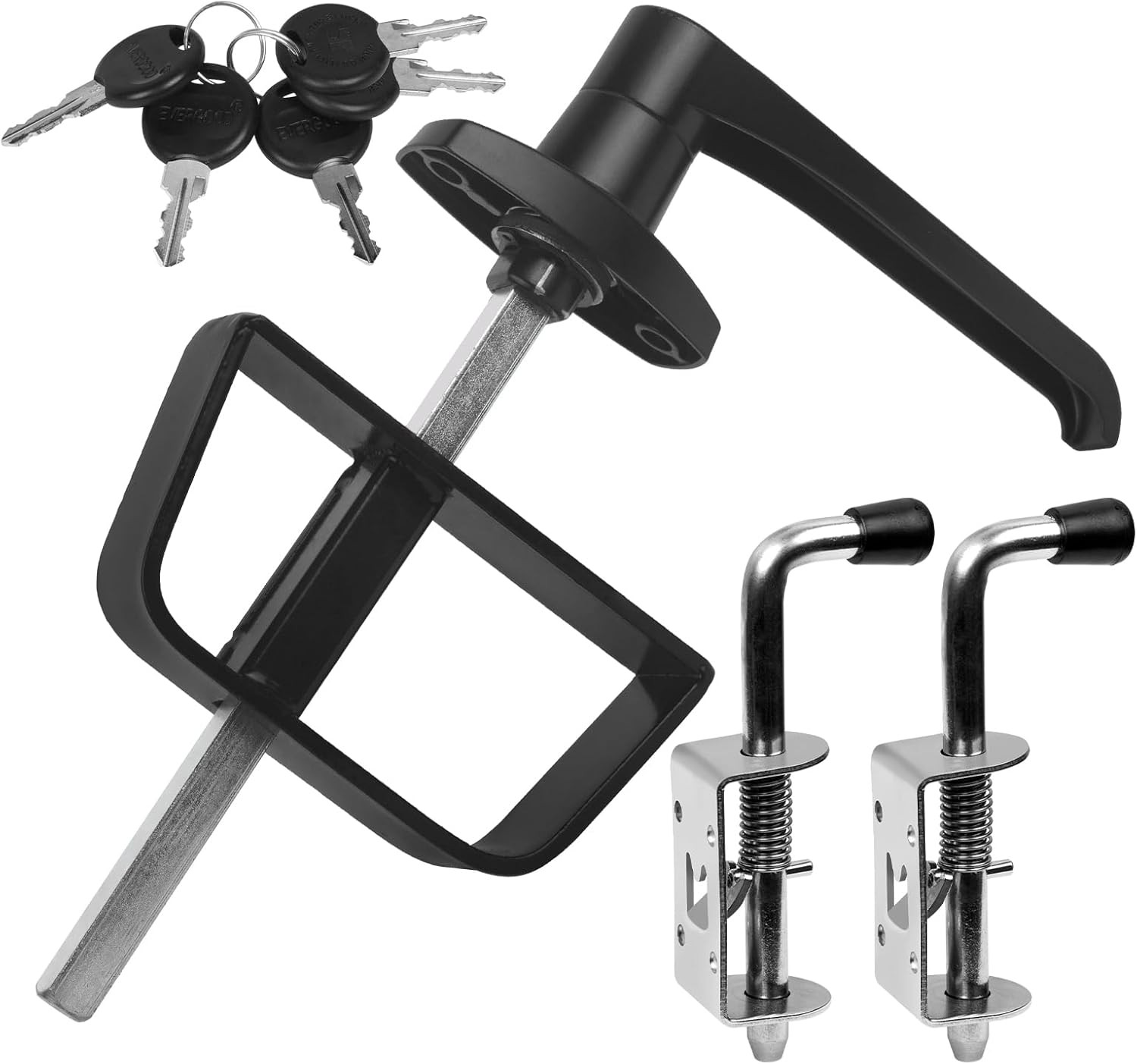 Double Door Shed Hardware Kit – Includes Barrel L-Type Two-Piece Set, Black