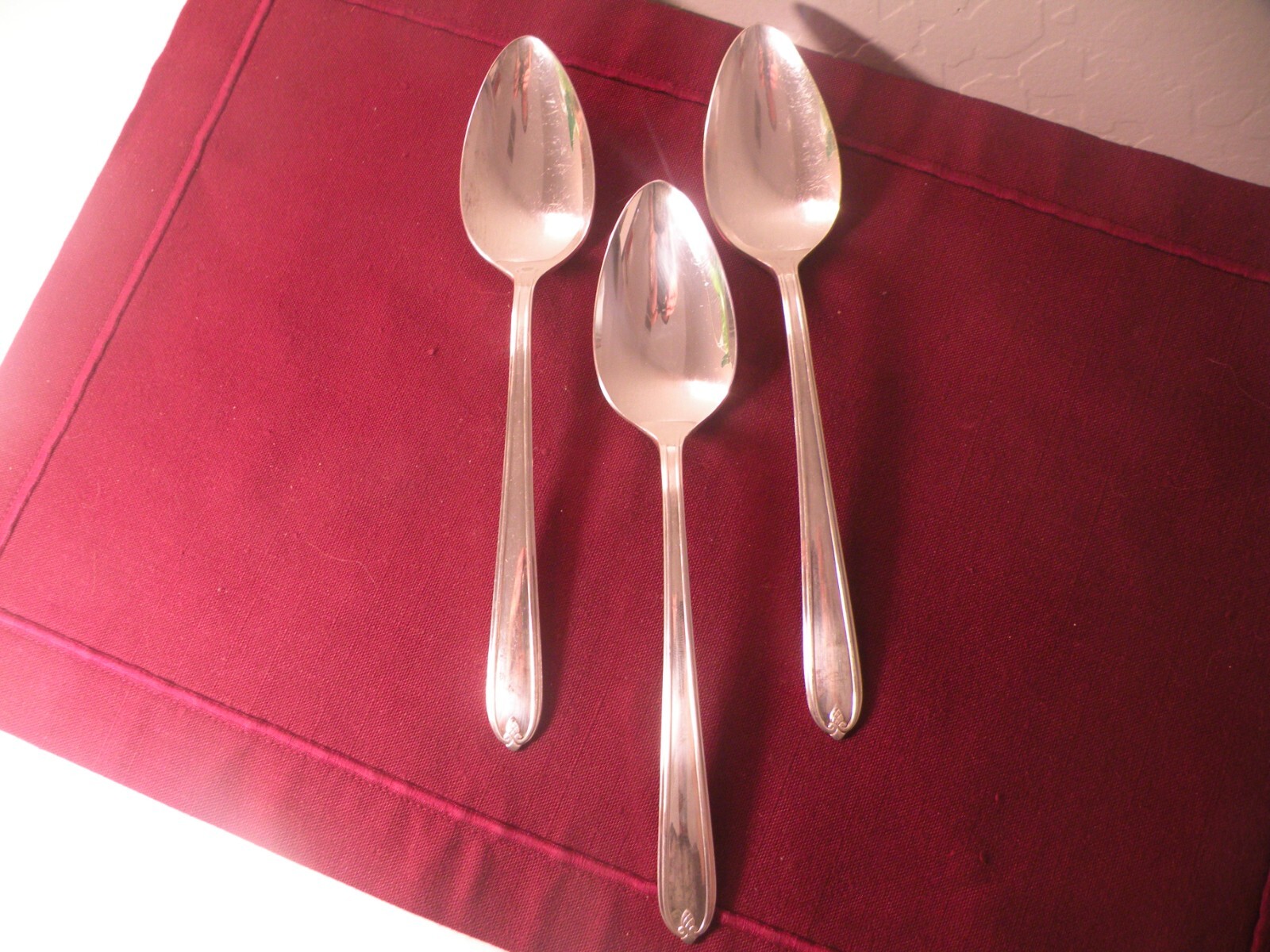 Set Of 3 Oneida Prestige Plate Longchamps Chaumont Serving Spoons 8 3/8″ B