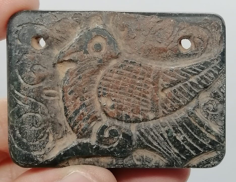 Ancient Carved Stone Bird Plaque Amulet Relief Pendant Rare Artifact Roman