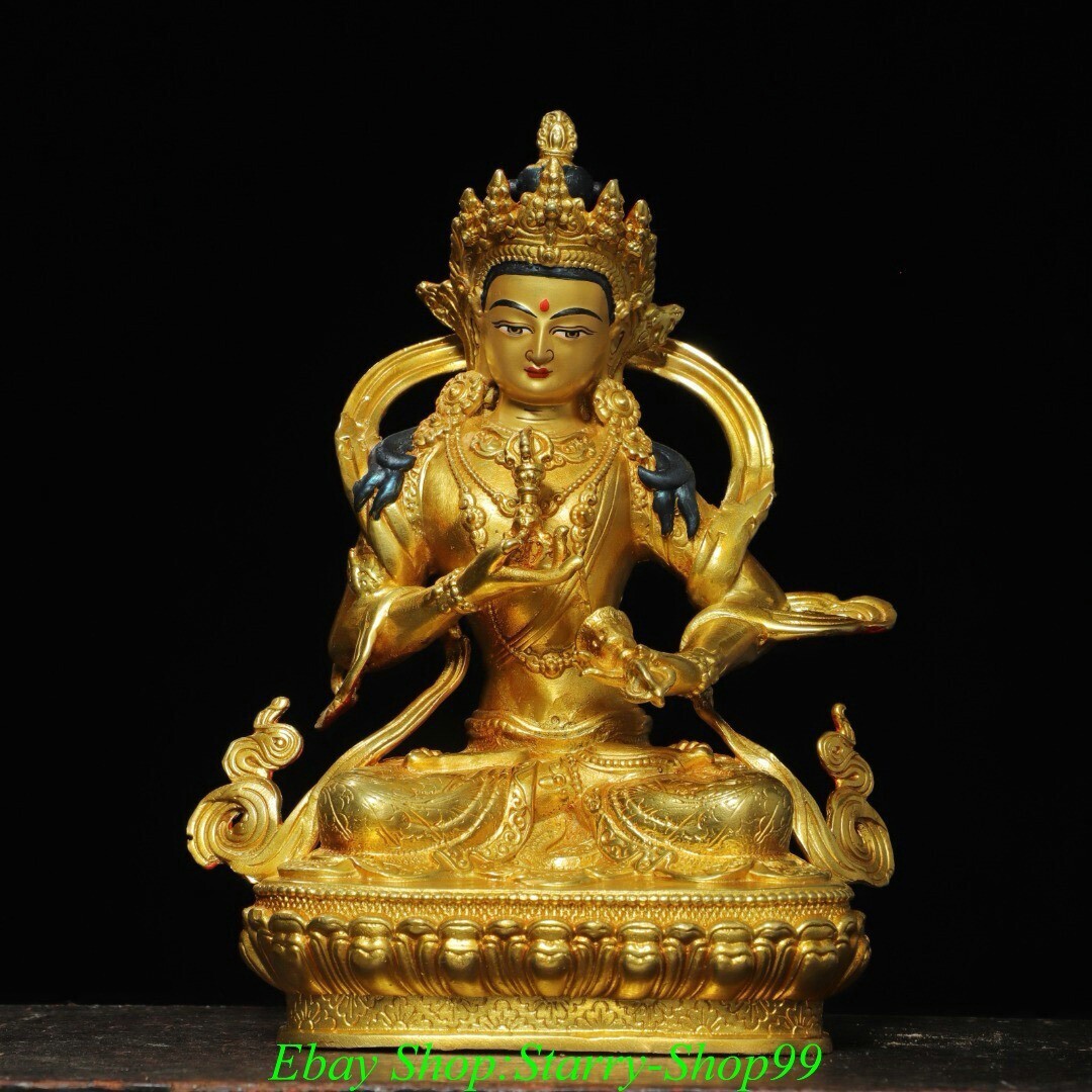 Tibet Nepal Bronze Gilt Painting Vajradhara Vajrabhairava Goddess Buddha Statue