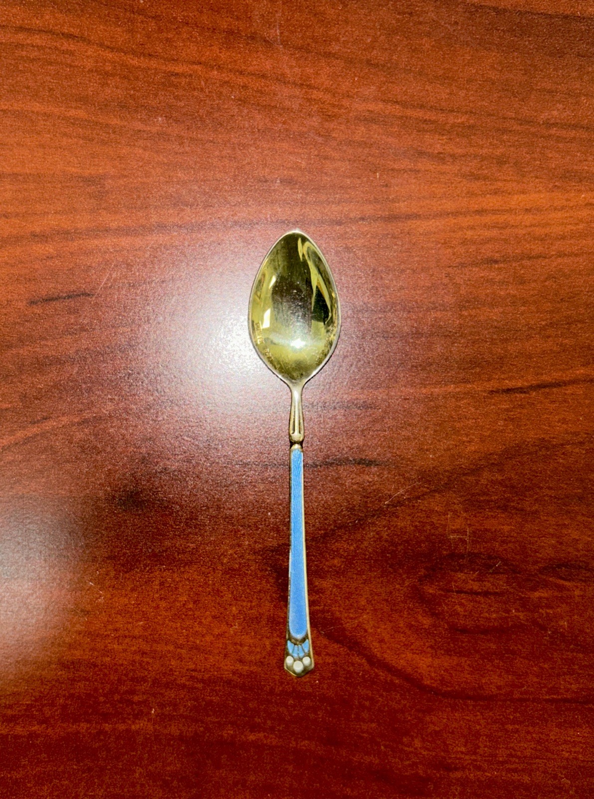 Vintage Turner and Simpson Sterling Silver Guilloché Enamel Spoon