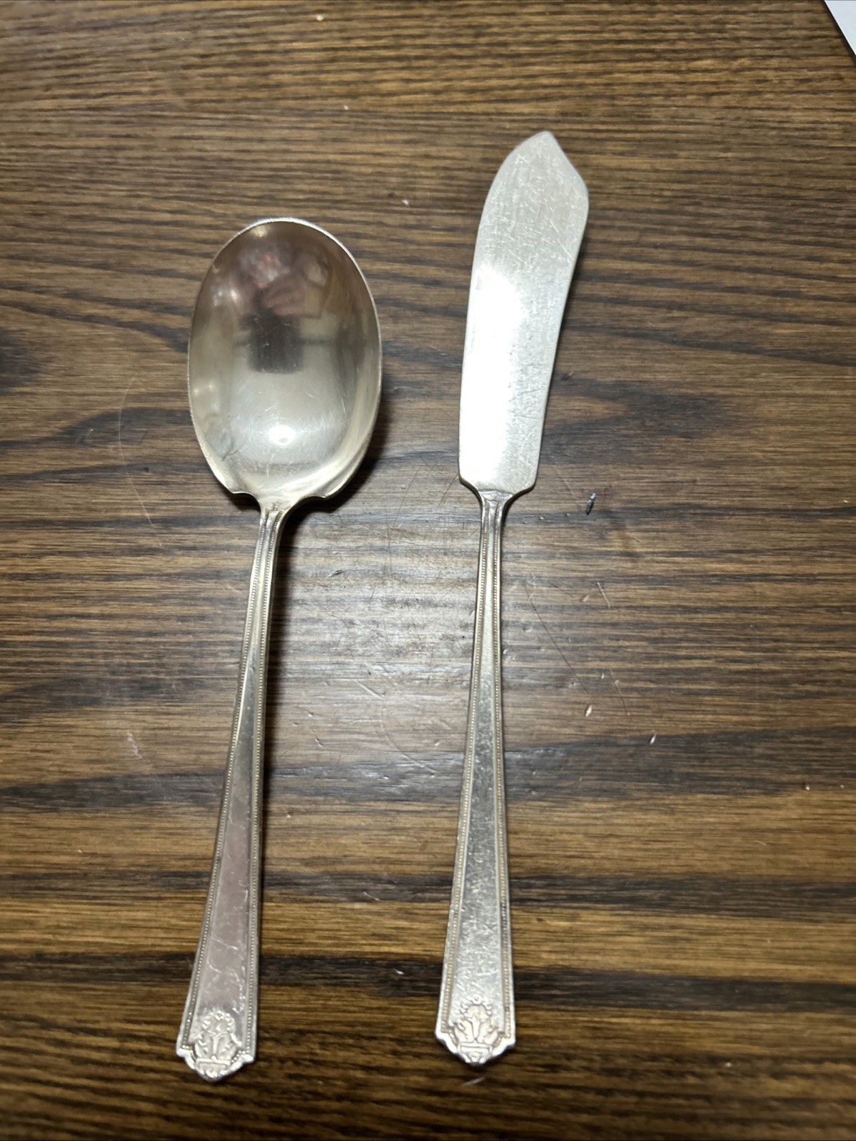 VTG Wm Rogers Bros Homestead Silver Plated Butter Knife & Sugar Spoon