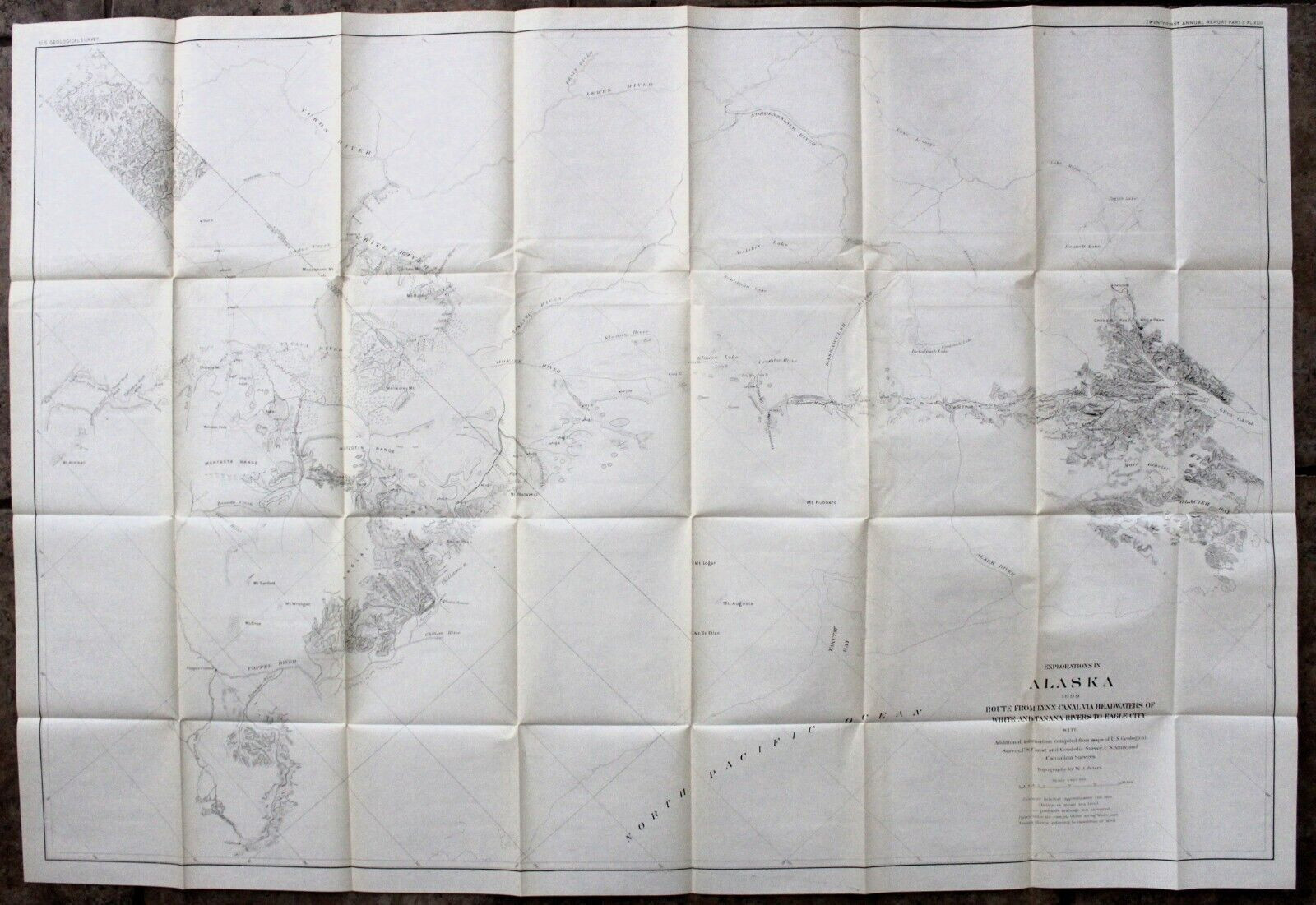 ALASKA, WHITE, TANANA RIVERS, EAGLE CITY Antique authentic map 1901