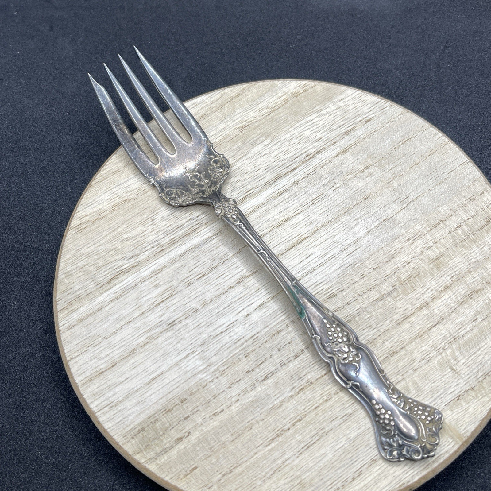 VTG Atq 1847 Rogers Bros. Silverplate Serving Meat Fork Patina Tarnished