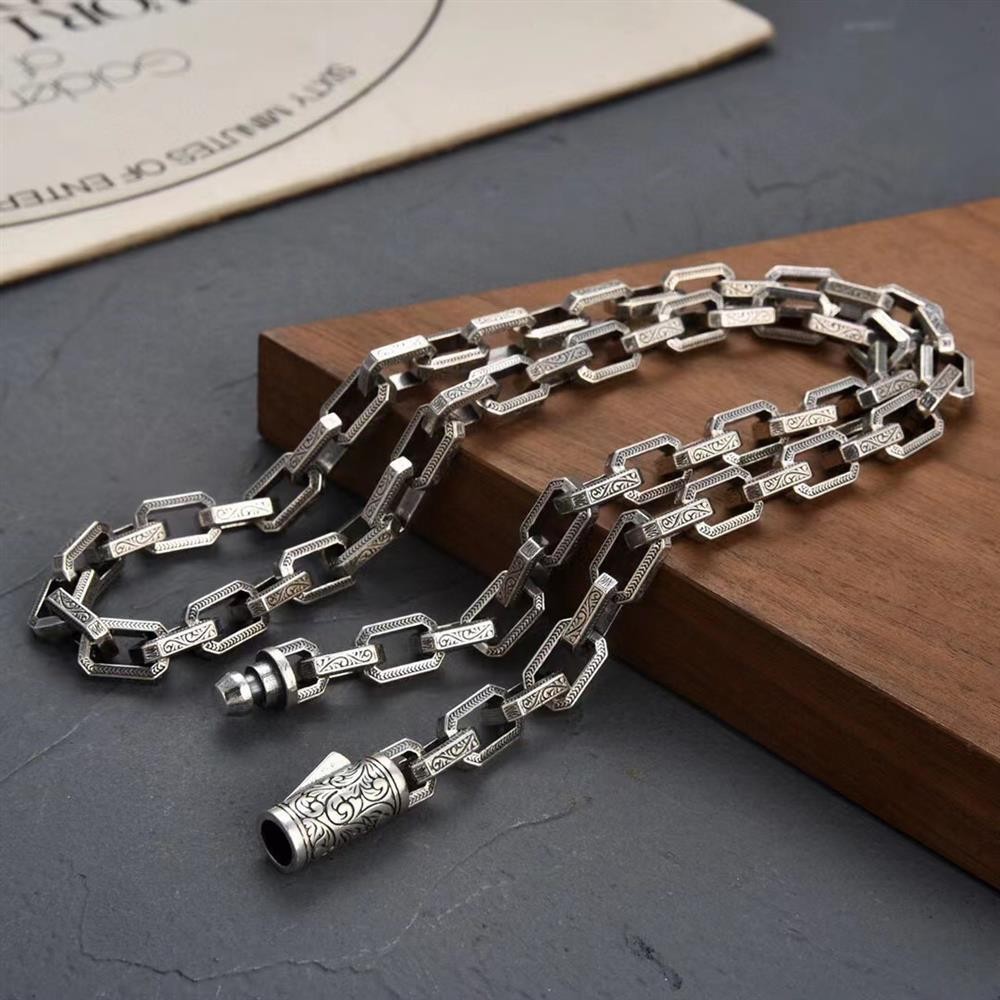 8.5mm Solid Tang Grass Chain Necklace Bold Vintage Hip Hop Style for Men Unisex