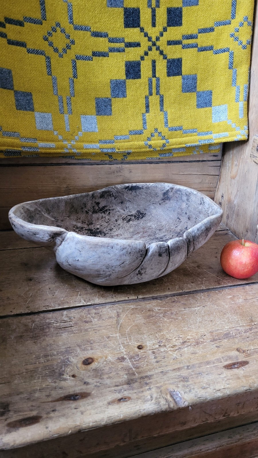 18th Century Rootwood Bowl Scandinavian Treen Initialled Signed And Dated 1763