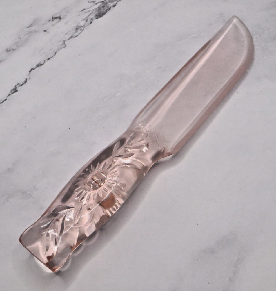Vintage Pat 1959 Dur-X Pink Depression Glass Star/Sun Flower 9″ Fruit Knife