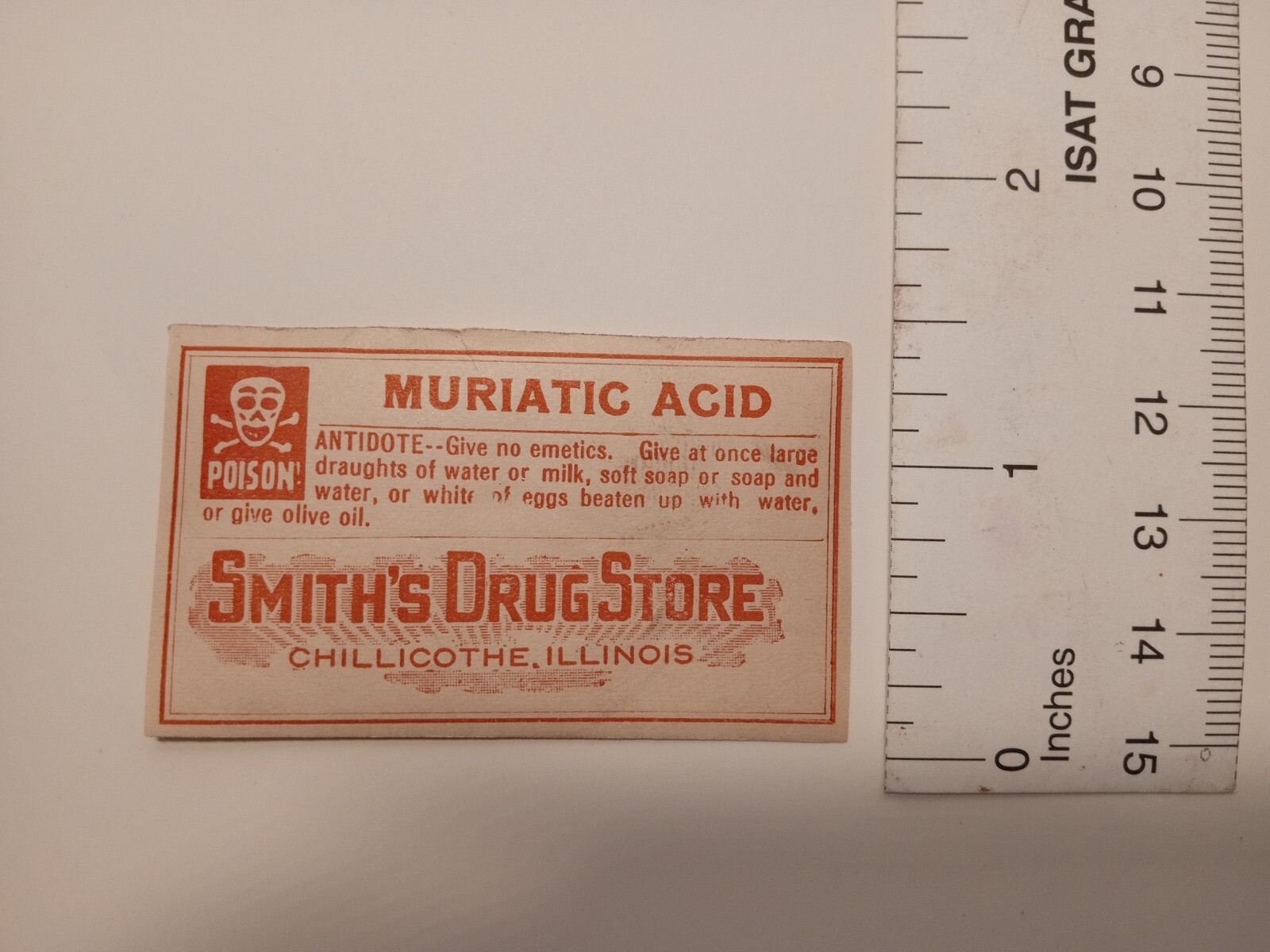 2 Antique Poison Druggist Labels Chillicothe IL Smiths Drug Store Skull