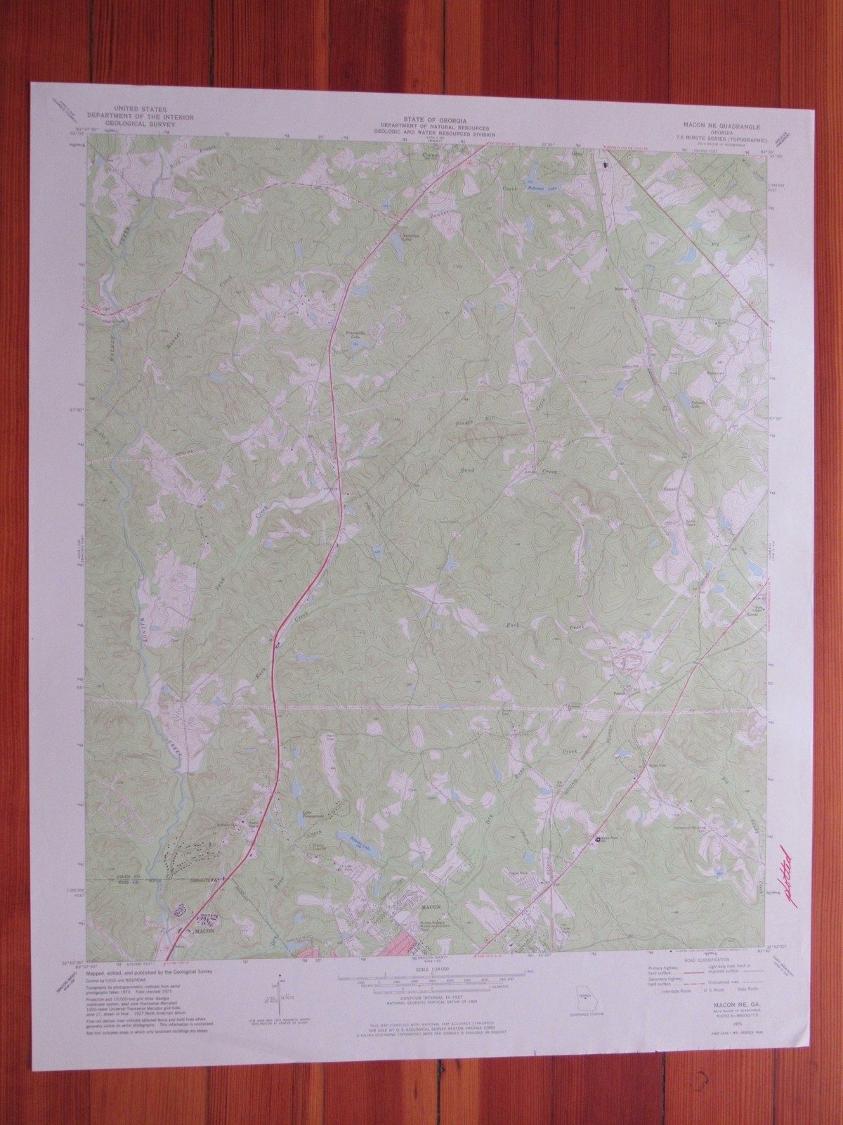 Macon NE Georgia 1977 Original Vintage USGS Topo Map