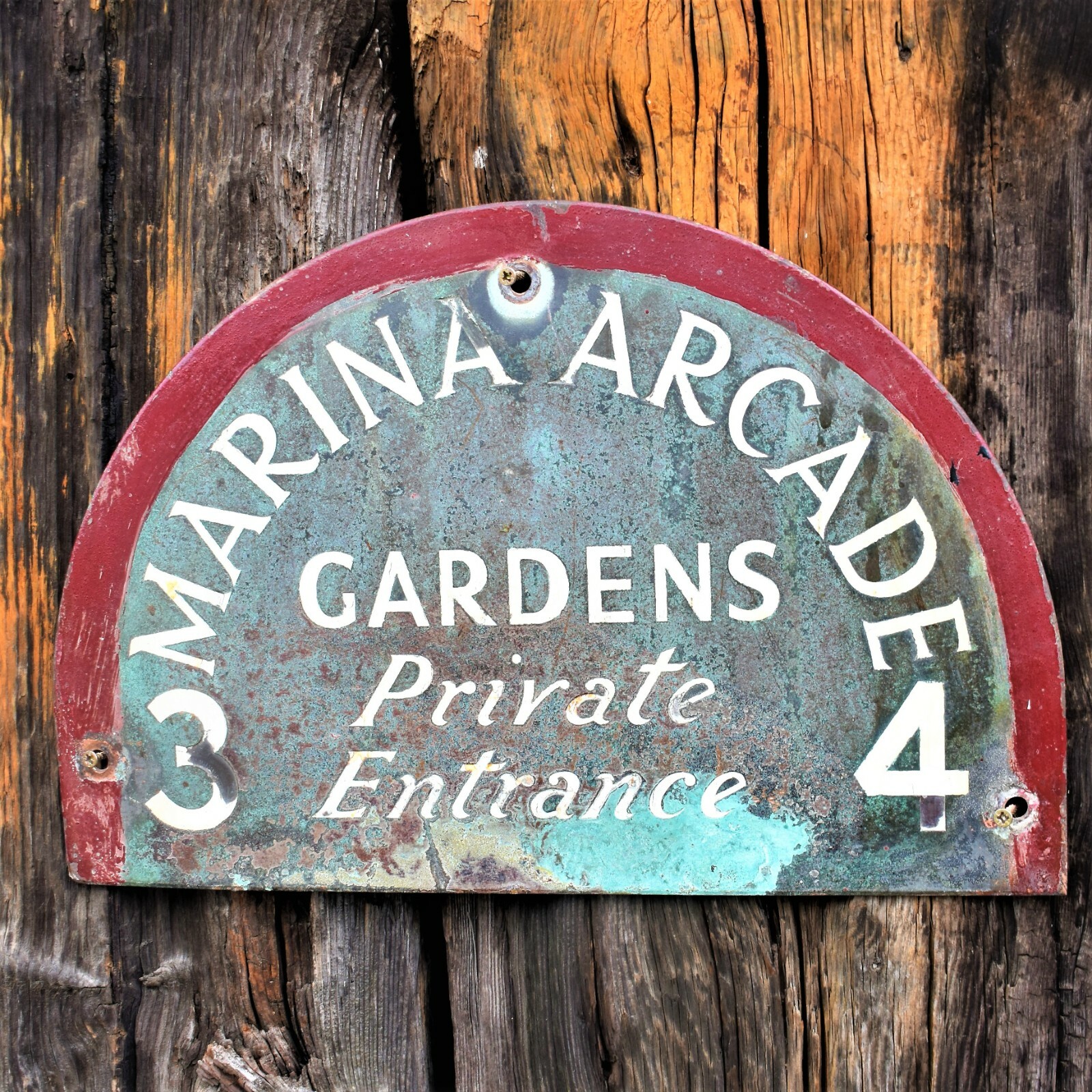 Antique Rare Copper Marina Arcade Gardens Victorian Bexhill Wall Sign Plaque