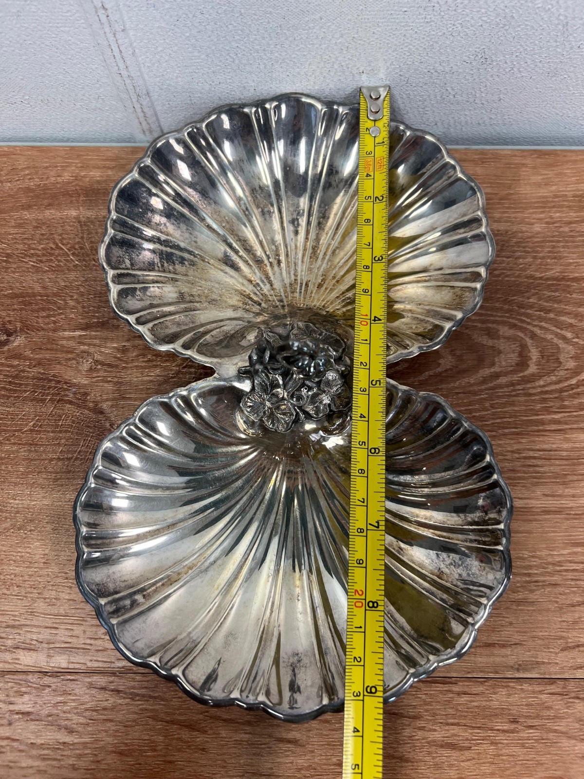 Reed & Barton Double Shell Dish Pumpkin #206 Discontinued 1950 Vintage