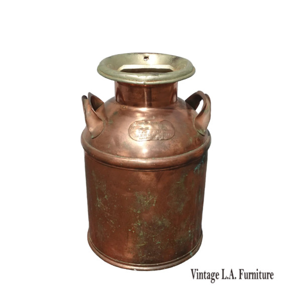 Antique Copper Milk Can by Lakeville Creamery Company 1898 for Ernest Swift LH10