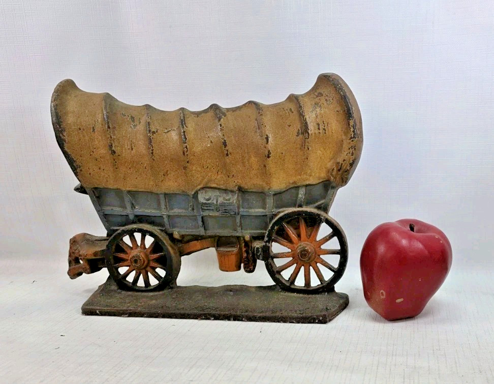Conestoga Covered Wagon Doorstop Western Prairie Frontier Texas Cattle Antique