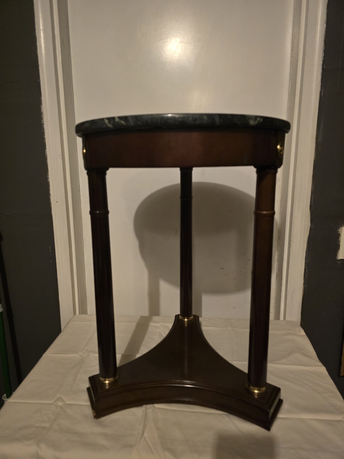 Bombay Co French Empire Neoclassical Style Mahogany Marble Side Table