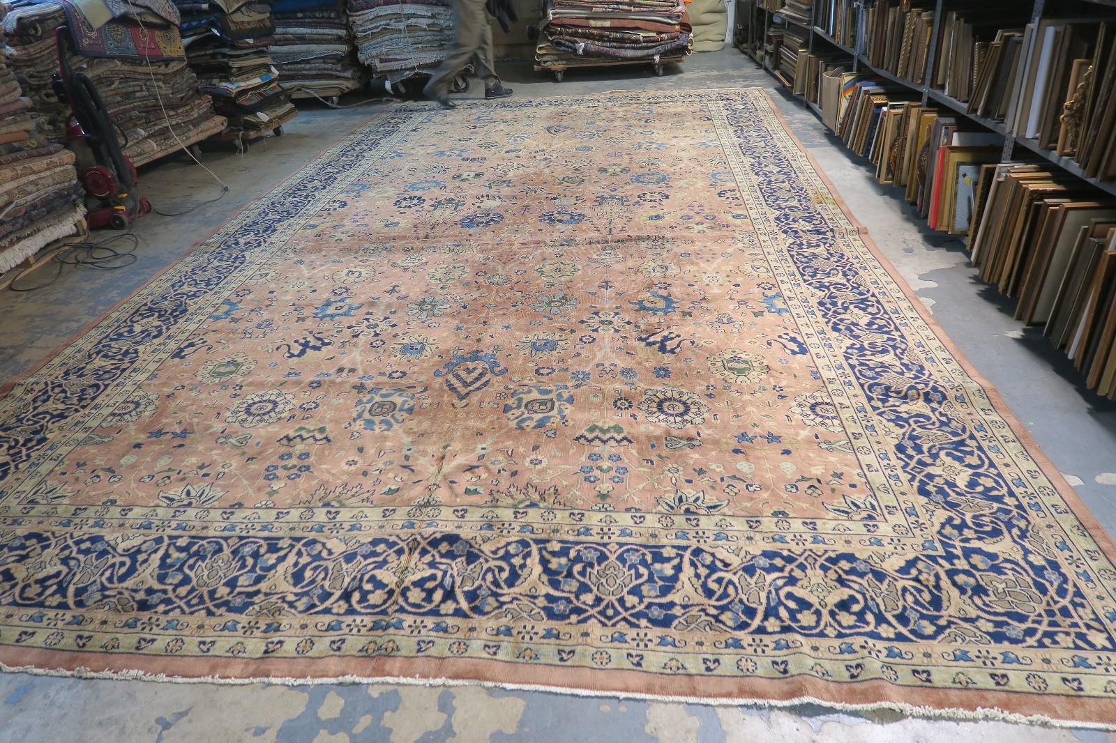 Antique Indo Agra Lahore India Hand Knotted Wool Rug 11’5 x 21’2 Allover Floral
