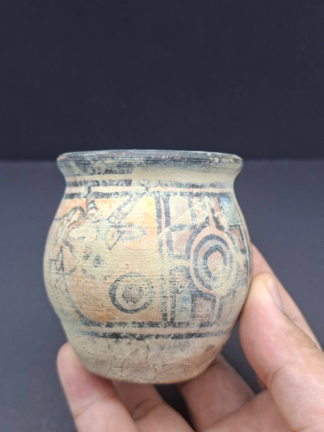 Ancient Old an Indus Valley polychrome vessel, likely dating back to 3000-2000 B