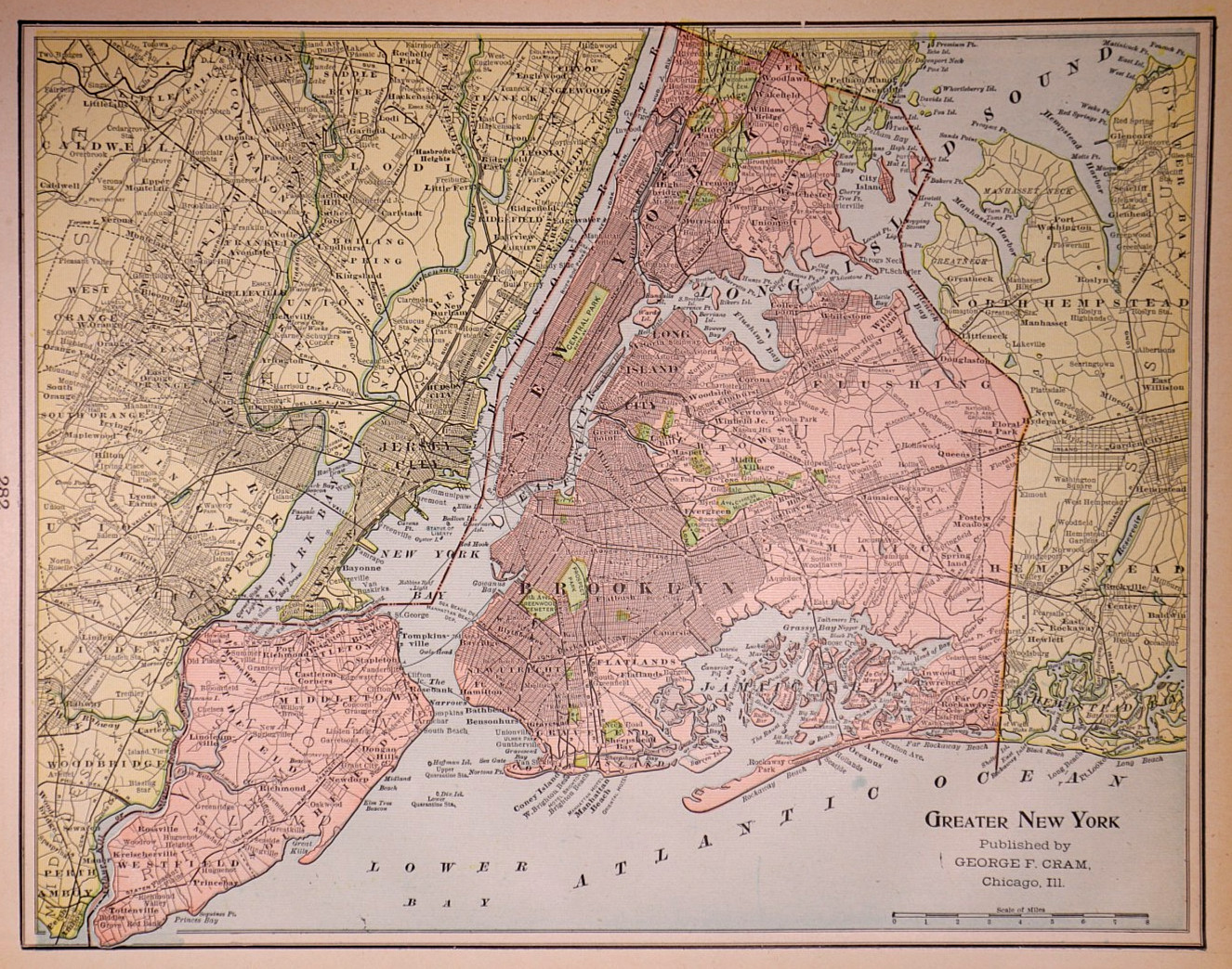 Antique 1901 Map ~ Greater New York City – The Five Boroughs ~ (11×14)-#54