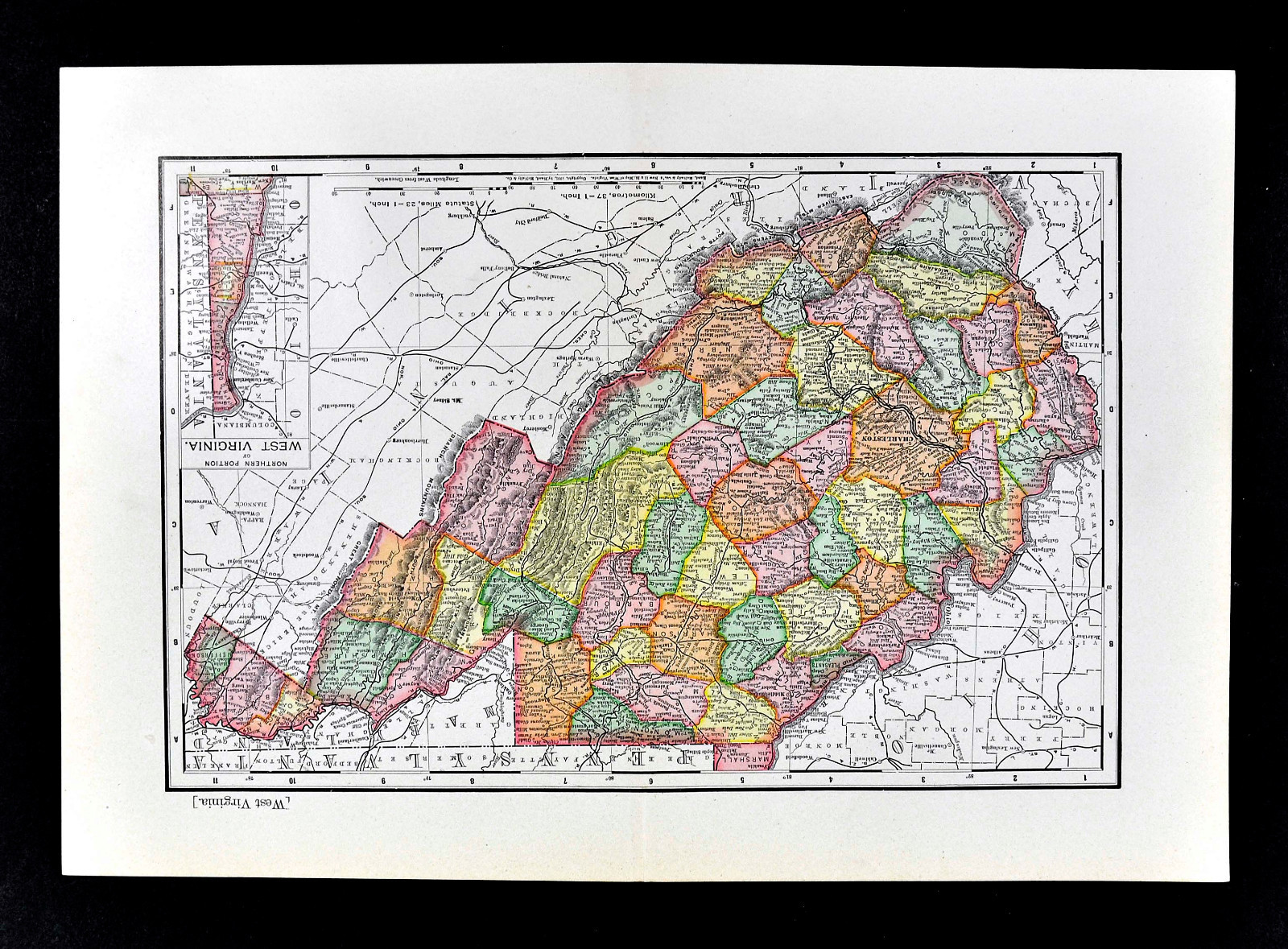 1901 McNally Map – West Virginia Charleston Wheeling Morgantown Huntington Wayne