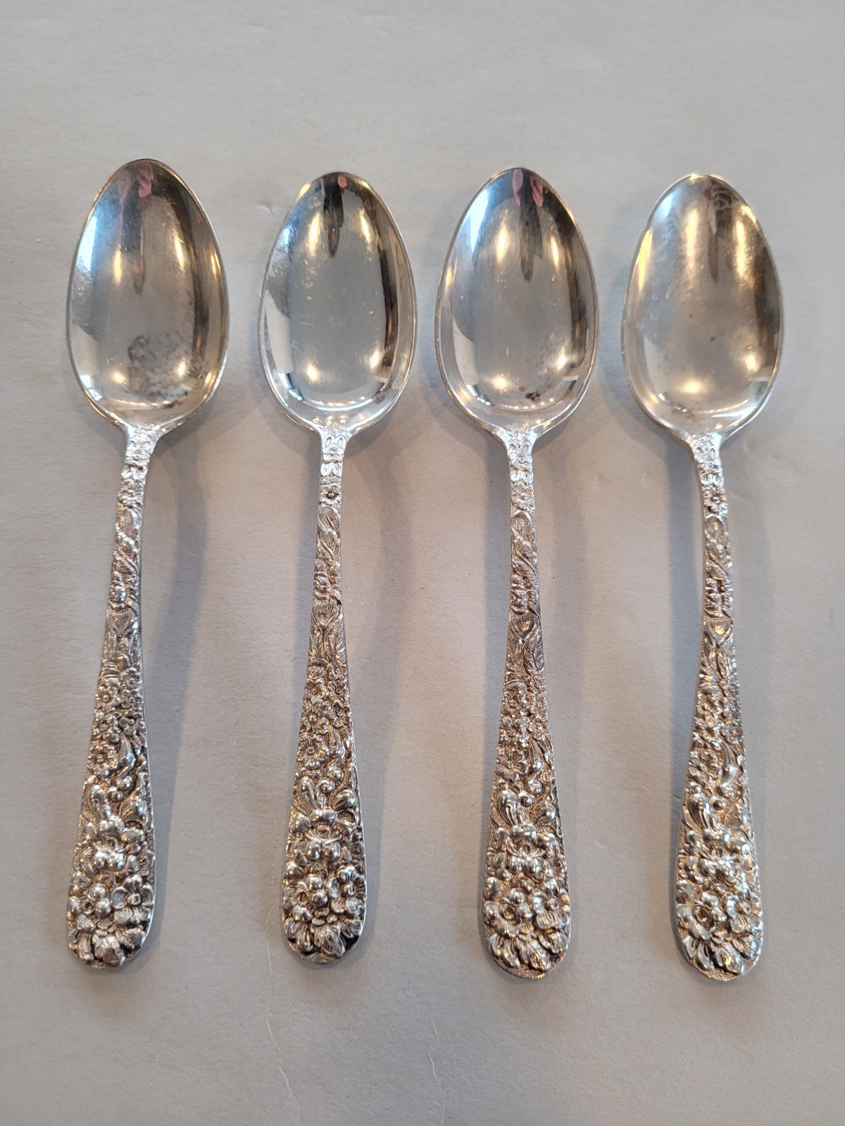 Kirk Stieff Sterling STIEFF ROSE Set of 4 Teaspoons