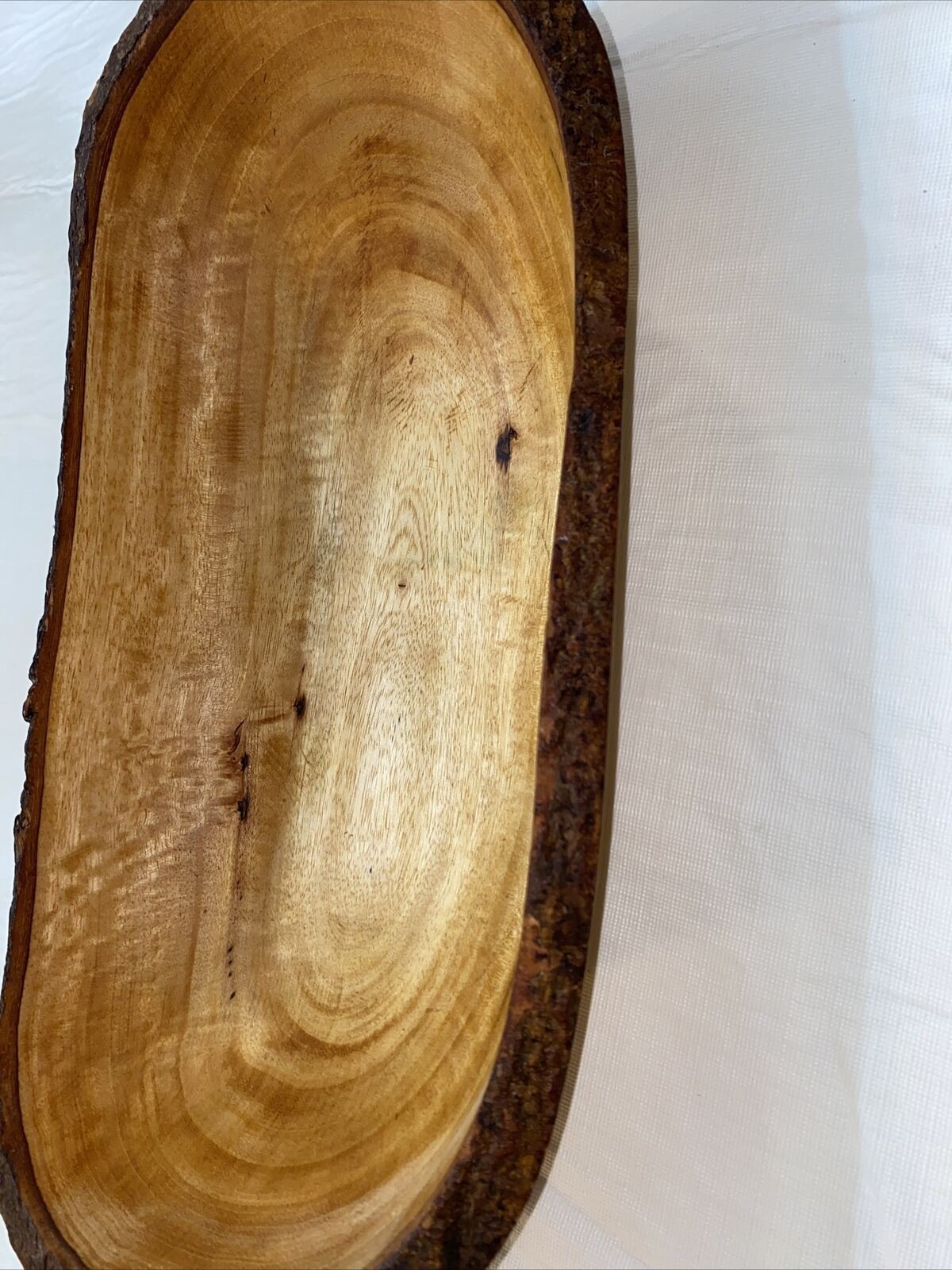 Rustic, Live Edge, Rectangle, Hand, Turned Wooden Bowl 15”L￼