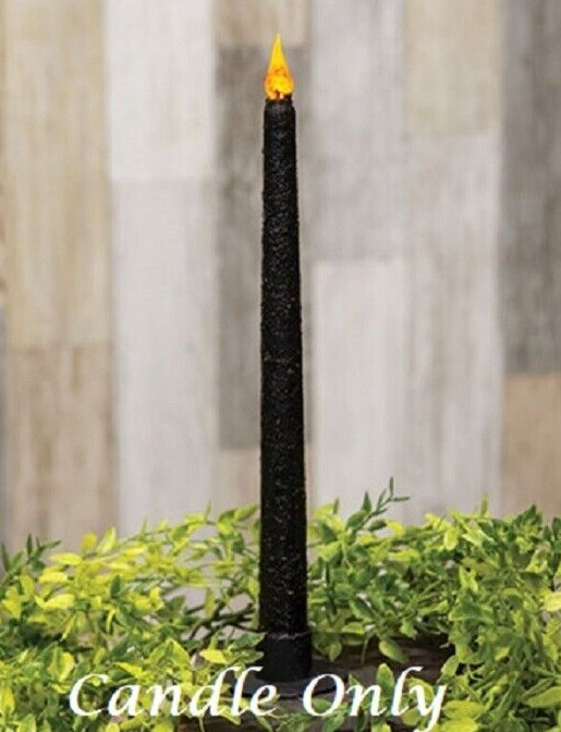 NEW PRIMITIVE BLACK TIMER TAPER CANDLE DESIGN 10.75″ H LED Flicker Farmhouse