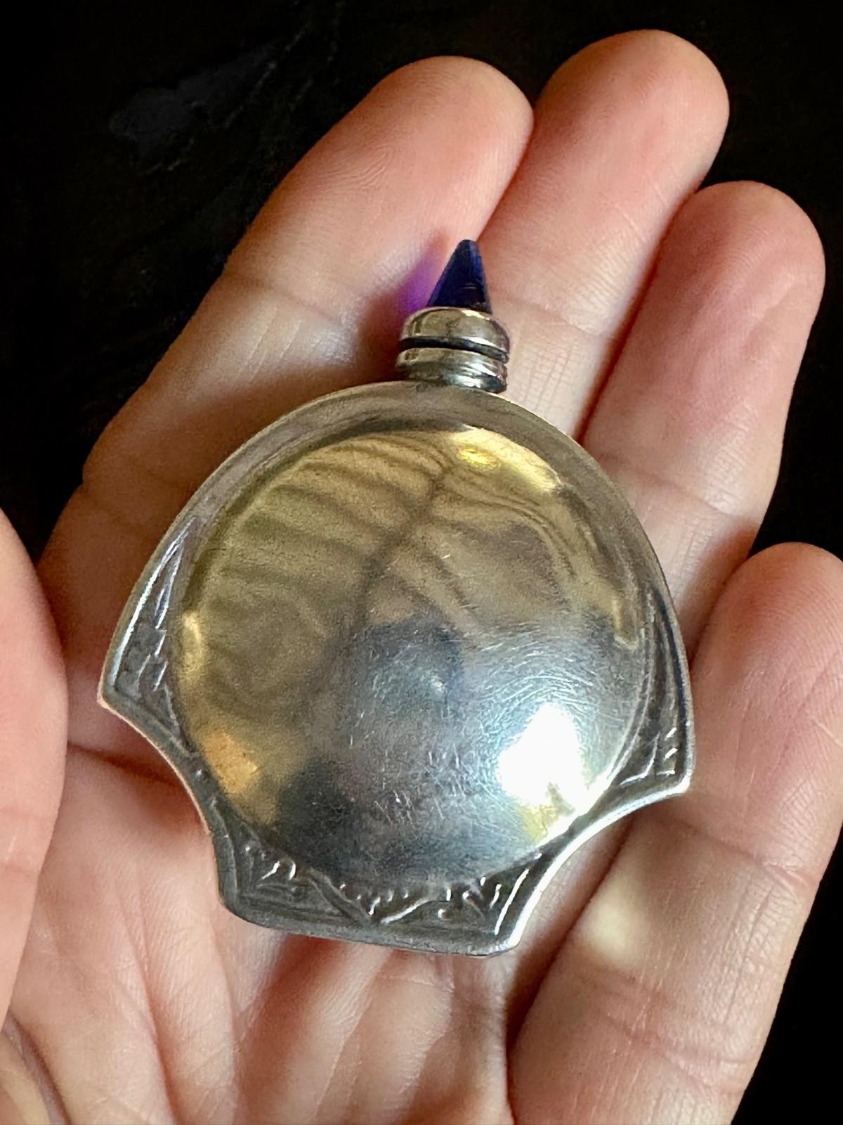 Vintage Ormex Mexico Sterling Silver Perfume Scent Bottle Blue Glass Dauber