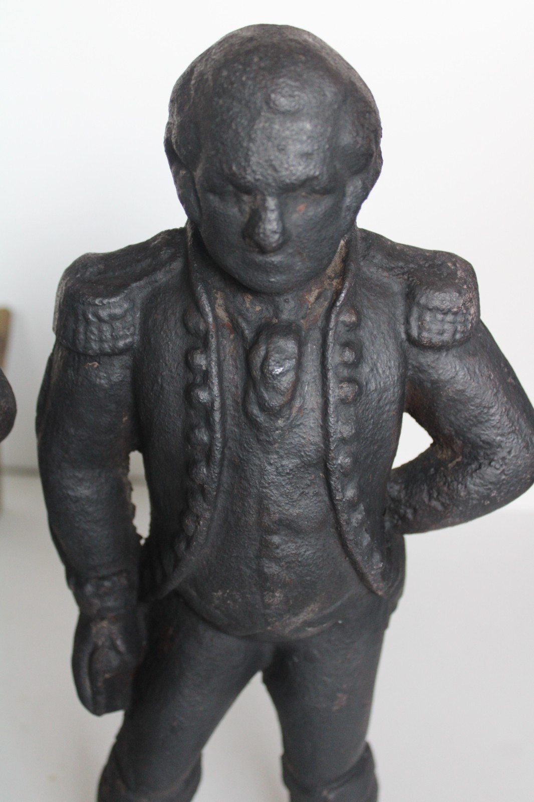 Antique 1876 Centennial George Washington Cast Iron Andirons, Appomattox, VA.